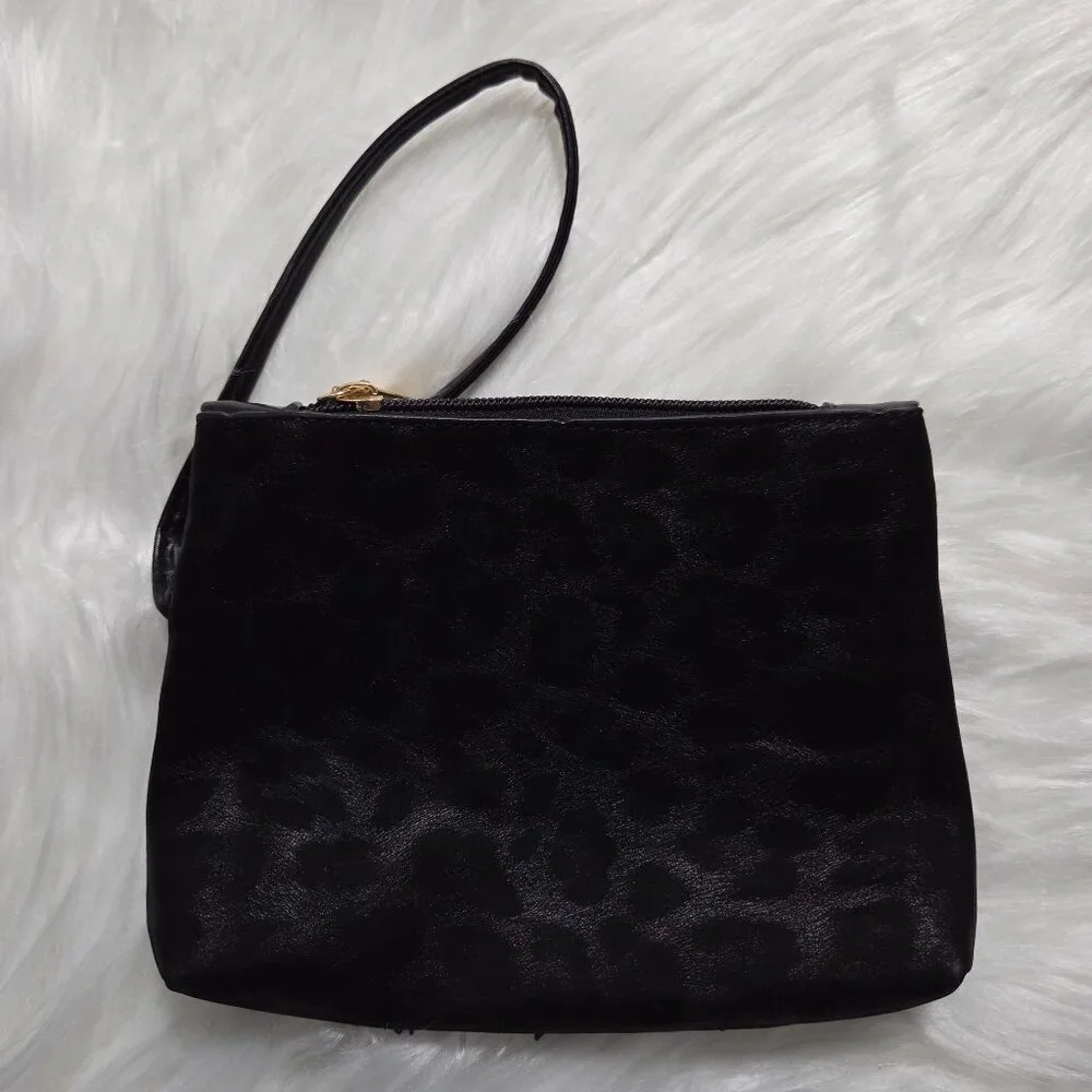 Black w/ Leopard Print Change Purse w/ Strap